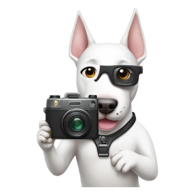 Bullterrier holding cámara  sticker