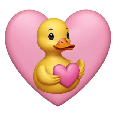 Yellow duck inside pink heart sticker