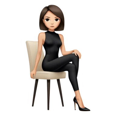 Victoria Beckham with light skin, short dark brown bob, black bodysuit wearing black heels sticker