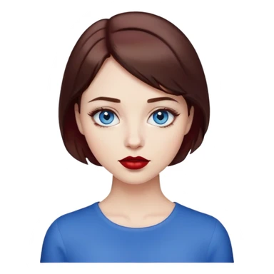 Girl with short hair brown, dark red lipstick and blue eyes sticker