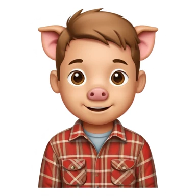 smiling pig boy in plaid shirt sticker