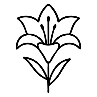 pure white lily flower outlined icon sticker