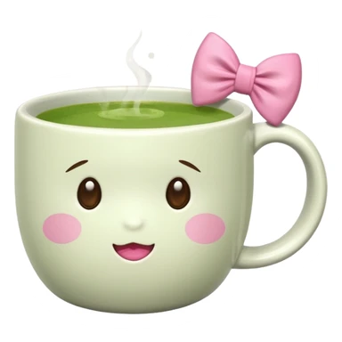 Make a cup of match tea in a mug with a bow on it sticker