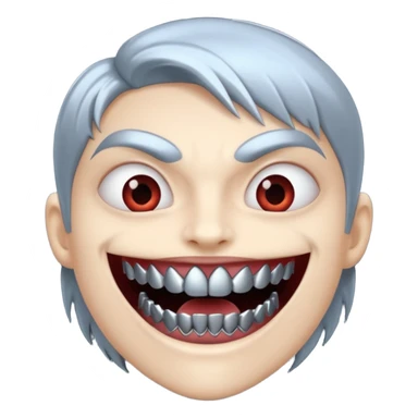 metallic teeth with sharp fangs, chrome texture, dark shadows sticker