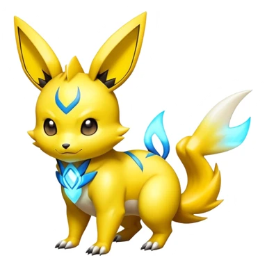 Shiny Futuristic Colorful Pichu-Raichu-Renamon-Zeraora-hybrid-creature sticker