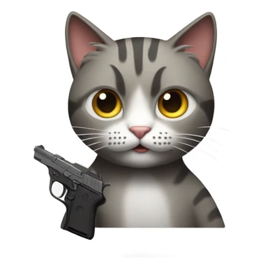Cat holding a gun sticker