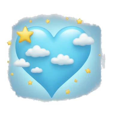light blue heart with clouds and stars sticker