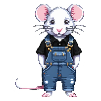 rat wearing denim overalls sticker