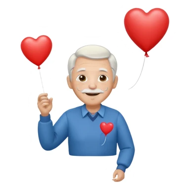 Grandpa floating with heart balloon sticker