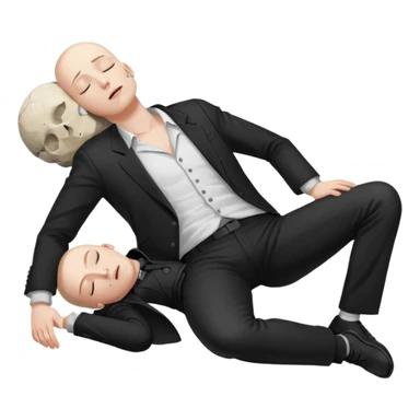 dead man full body with blazzer on floor with closed eyes sticker