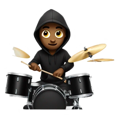 guy with black hoody shrugging while playing drums. sticker