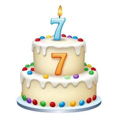 celebration cake with number 7 candle sticker