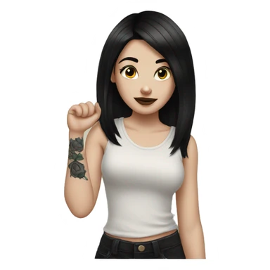 Pale girl with black hair arm tattoos sticker