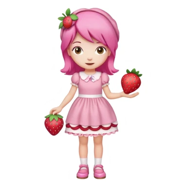 pretty and cute realistic modern day cartoon character strawberry shortcake full body sticker
