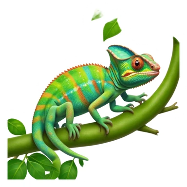 cinematic giant-smiling. chameleon-realistic emoji,-blending-with-vibrant-greenery.-detailed-scales-in-shifting-colors,-showing-the-chameleon’s-ability-to-camouflage.-soft-natural-light-highlights-its-texture.-light-background, zoomed into its face sticker