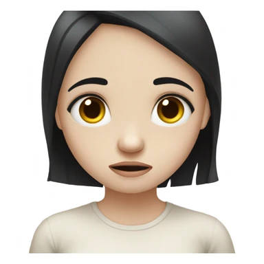 Pale girl black hair sad and crying and heart broken sticker