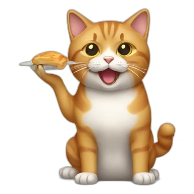 Un chat qui mange du pain sticker