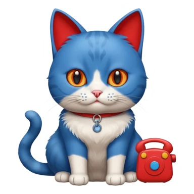 Cat with no ears head blue body blue with gadget red tail creator in fujiko pro sticker