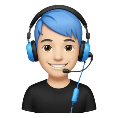 black streamer with blue gaming head set sticker