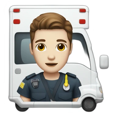 Ambulance yung man with white skin and brown hair  sticker