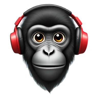 Monkey with black fur with red headphones sticker