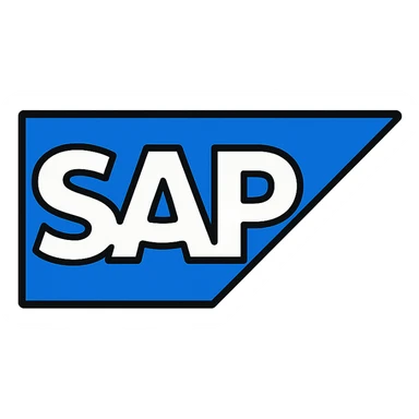 clean recognizable SAP logo icon, classic blue and white color scheme, simple geometric look sticker