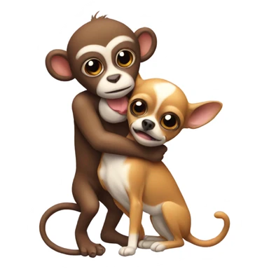 Small monkey putting a chihuahua in a headlock sticker