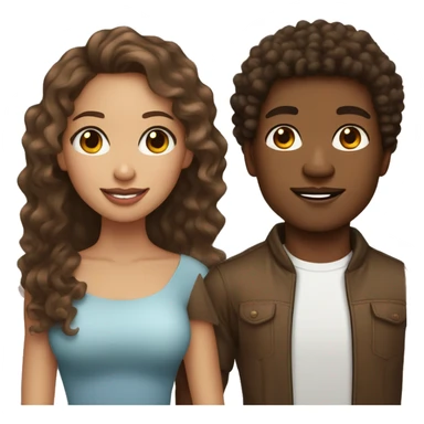 pretty brown skinned girl with long brown wavy hair with light skinned guy with big lips and a short afro   sticker