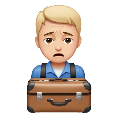 A person that is traveling with cabin baggage and it's larger than the legal size so the person is crying because the baggage doesn't fit sticker