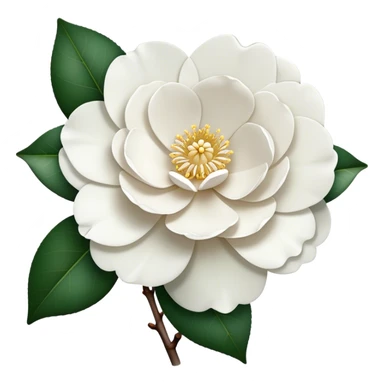 single White Camellia Japonica, straight stem sticker