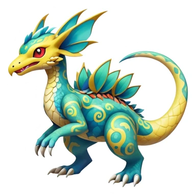 cool exotic fantasy-creature-Fakémon-Pokémon, full body, with markings sticker