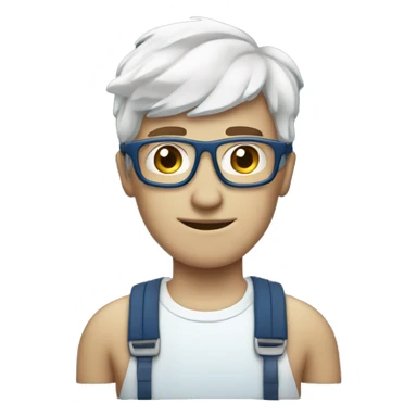 cool tech guy white skin with blue backgrond sticker