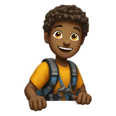smiling boy by the window mountain climbing  sticker