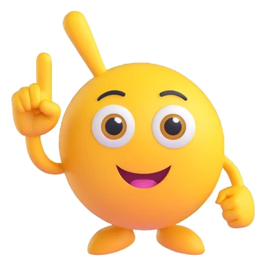 A yellow round emoji character with big eyes and a confident smile, clearly pointing both index fingers at itself. Strong “ME!” expression. Bold cartoon style, isolated on white sticker