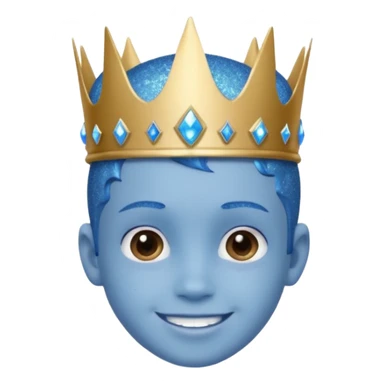 blue Boy glitter crown smile sticker
