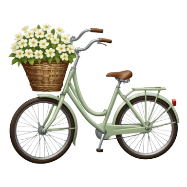 Bicycle with a basket filled with white flowers sticker
