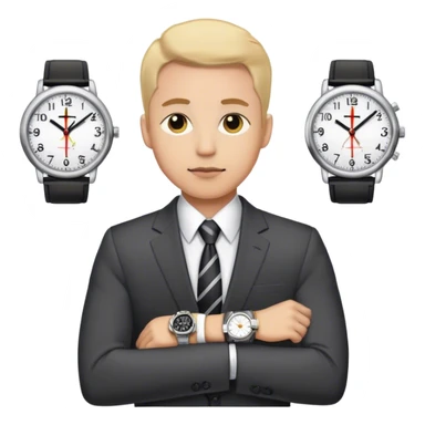 office worker with watches behind him  sticker