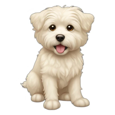 blonde eskipoo dog with one ear pointing up and the other down sticker