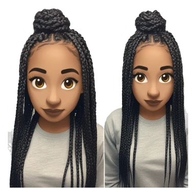 Mixed skin box braids cute styled  sticker