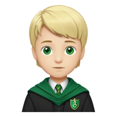 blonde hair boy in Slytherin uniform with green scarf sticker