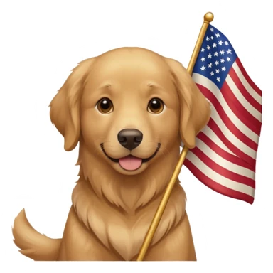 Golden retriever with American flag in its mouth sticker