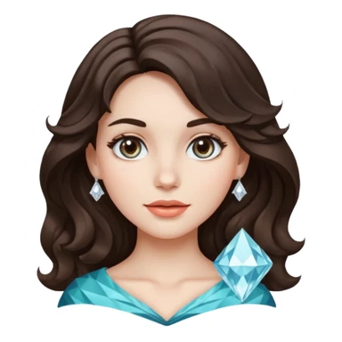 brunette girl with white skin wavy medium hair and diamond face shape sticker