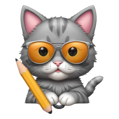 A big pencil with a kitten in sunglasses sticker