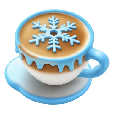 Cappuccino with a blue snowflake on foam sticker