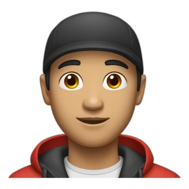 young male with red cap turned backwards black hair and shaved beard sticker