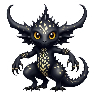 a dark gothic edgy vernid-fionbri-creature with splash patterns full body sticker