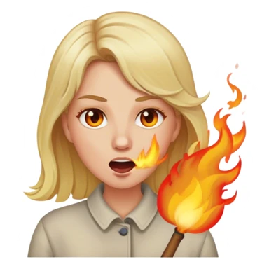Woman with blond hair exhaling fire from mouth sticker