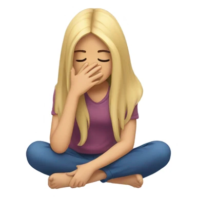  girl ashamed of herself of hiding face in hands sticker