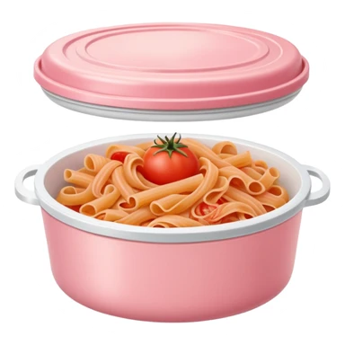 pastel pink food container with tomato pasta inside sticker
