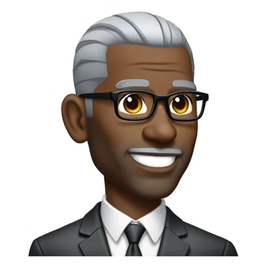 deon sanders with suit and glasses and buzz cut and small eyes over 50 small Gray beard sticker